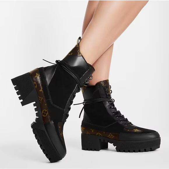 Louis Vuitton Laureate Monogram Platform Desert Combat Boot Womens Black Size 39 - Picture 1 of 10